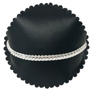 Silver Plate Chain Flat Side Bracelet 8" 925 Stamped Pretty Delicate NWOT